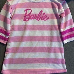 Barbie Pink and White Striped Sweater Dress